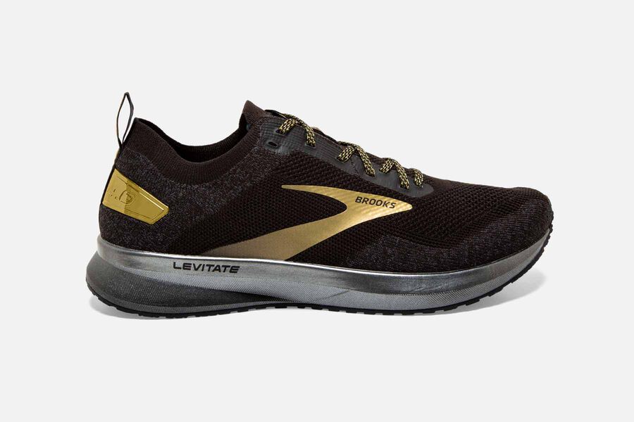 Brooks Levitate 4 Road Löparskor Herr - Svarta/Guld - 9251-MRJZF